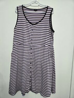 Torrid Size 1X Striped Sleeveless Knit Dress – Soft Stretchy Button Front